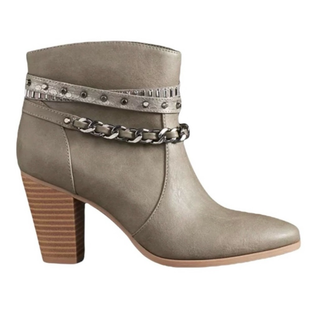 Jennifer Lopez Amber Taupe Leather Zip Closure Ankle Booties